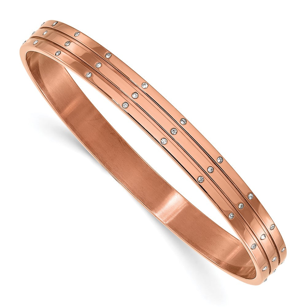 Stainless Steel Polished Brown Ip Plated W/ Czs Bangle