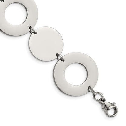 Stainless Steel Chisel Polished 7.5 Inch Circle Link Bracelet