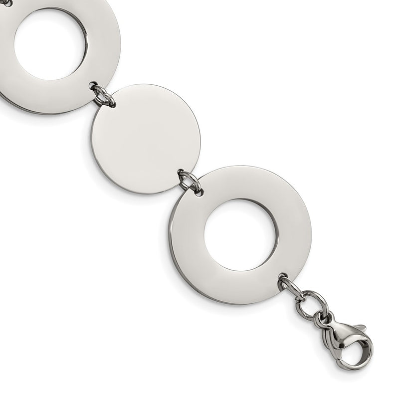 Stainless Steel Chisel Polished 7.5 Inch Circle Link Bracelet