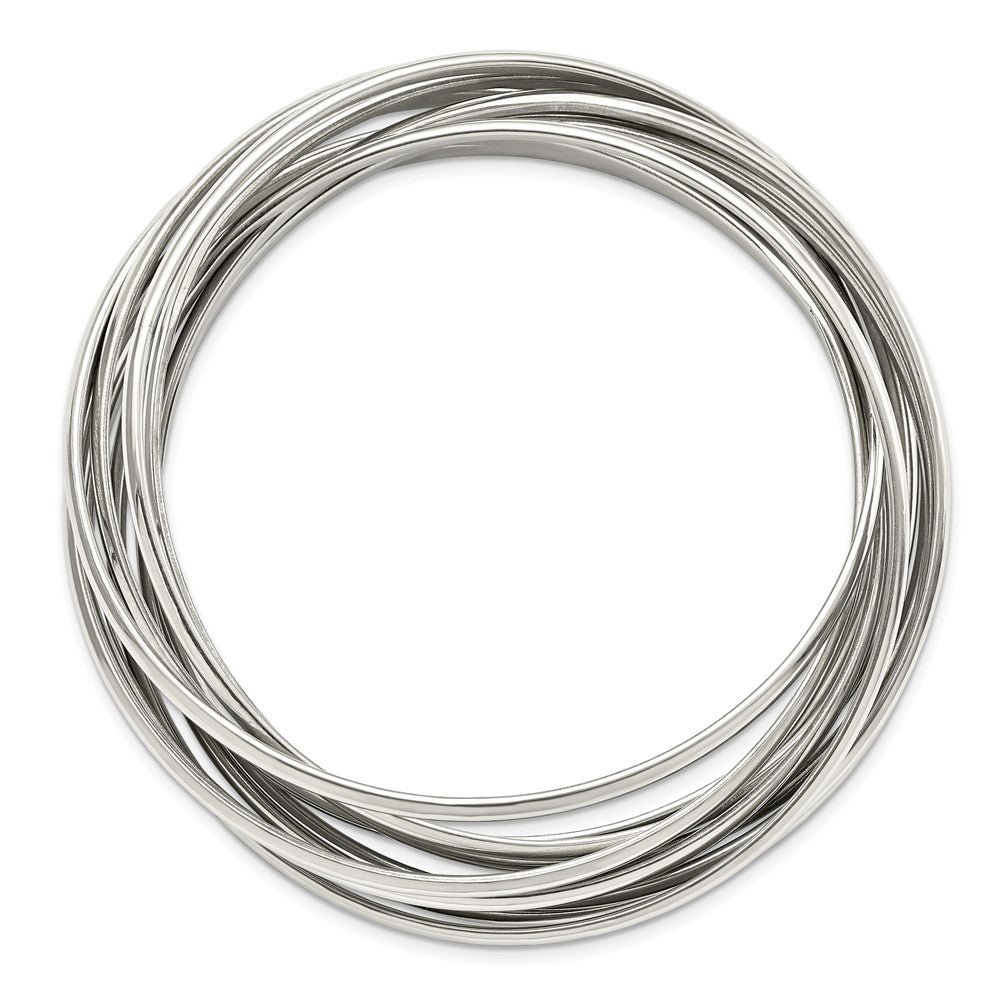Stainless Steel Chisel Polished 9 Piece Set Of Intertwined Bangles