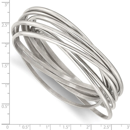 Stainless Steel Chisel Polished 9 Piece Set Of Intertwined Bangles