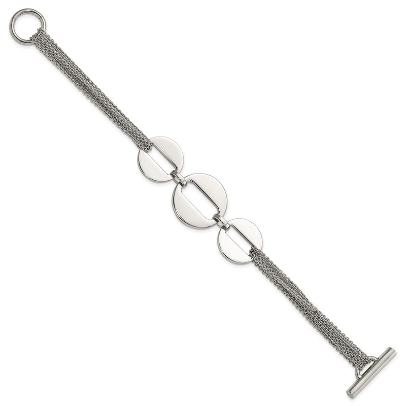 7.5 Inch Stainless Steel Polished Circles 7.5In Multistrand Bracelet