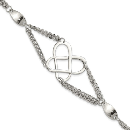 7.75 Inch Stainless Steel Polished Fancy Butterfly Bracelet