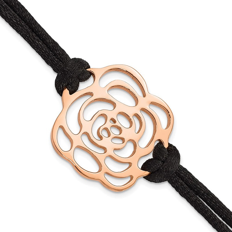 7.5 Inch Stainless Steel Polished Pink Ip-Plated Flower W/ .5In Ext Bracelet