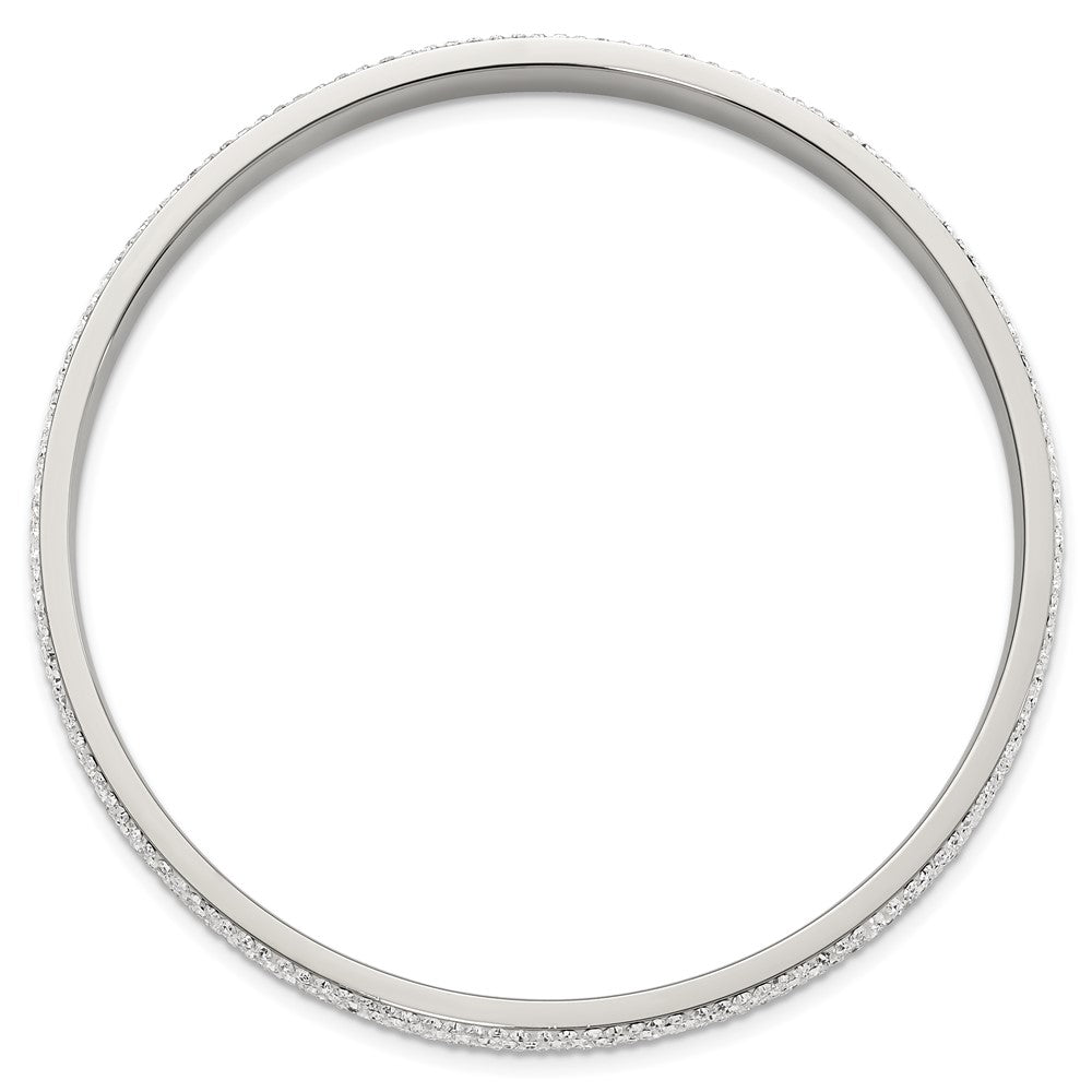 Stainless Steel Polished Crystal Round Slip-On Bangle