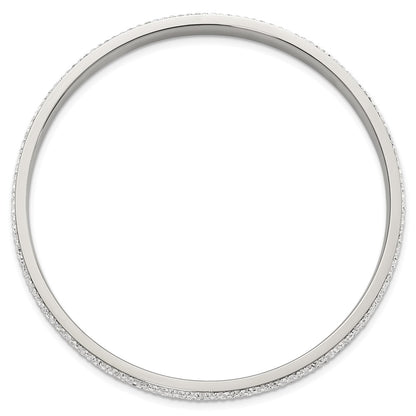 Stainless Steel Polished Crystal Round Slip-On Bangle