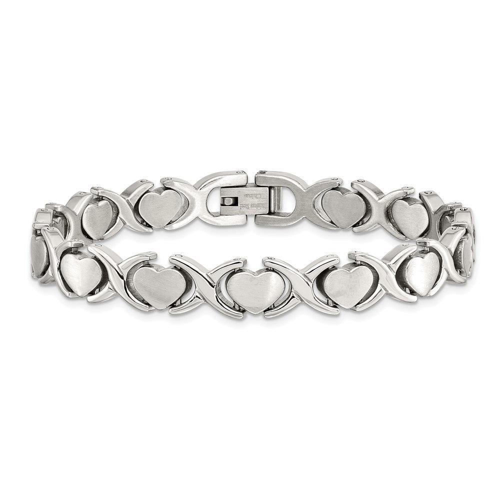 Stainless Steel Chisel Brushed And Polished Stampato Chain Bracelet