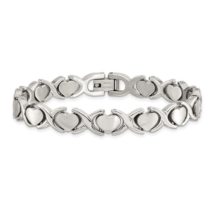 Stainless Steel Chisel Brushed And Polished Stampato Chain Bracelet