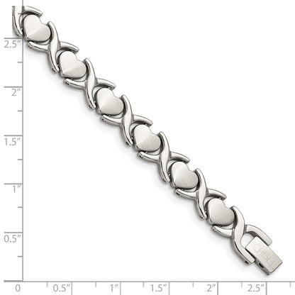 Stainless Steel Chisel Brushed And Polished Stampato Chain Bracelet