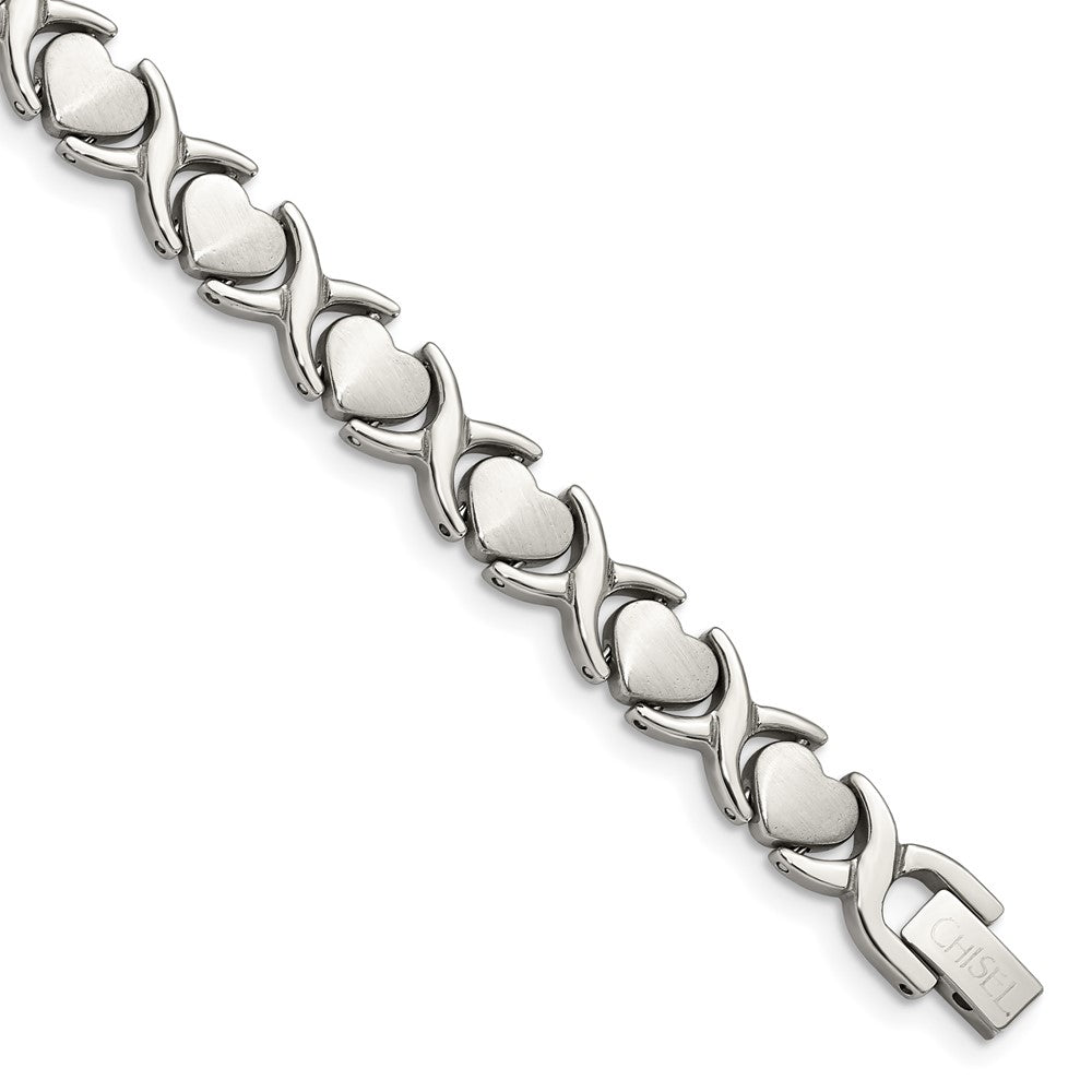 Stainless Steel Chisel Brushed And Polished Stampato Chain Bracelet