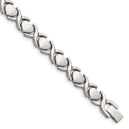 Stainless Steel Chisel Brushed And Polished Stampato Chain Bracelet