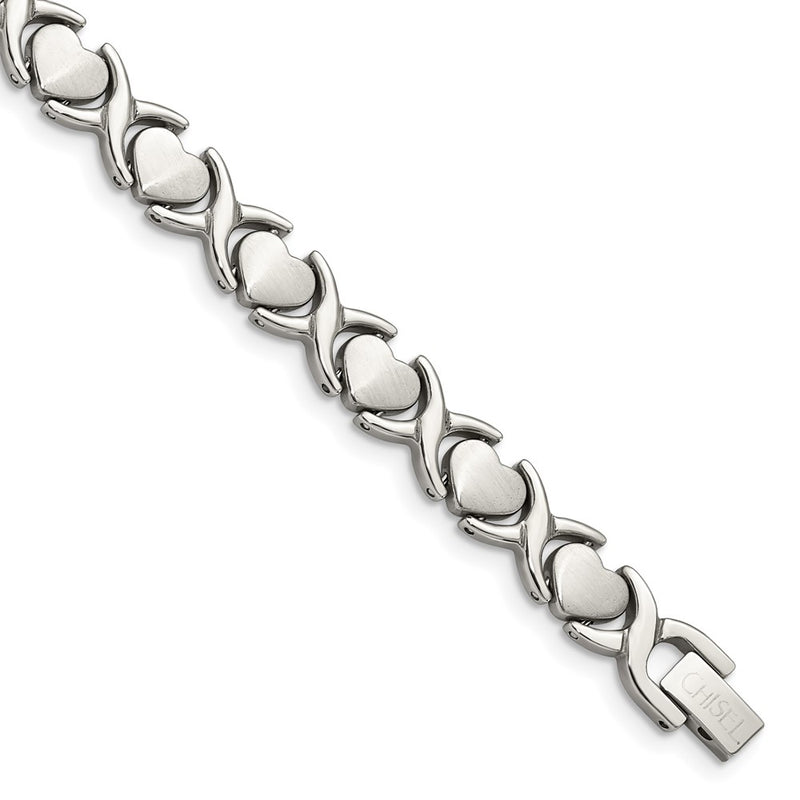 Stainless Steel Chisel Brushed And Polished Stampato Chain Bracelet