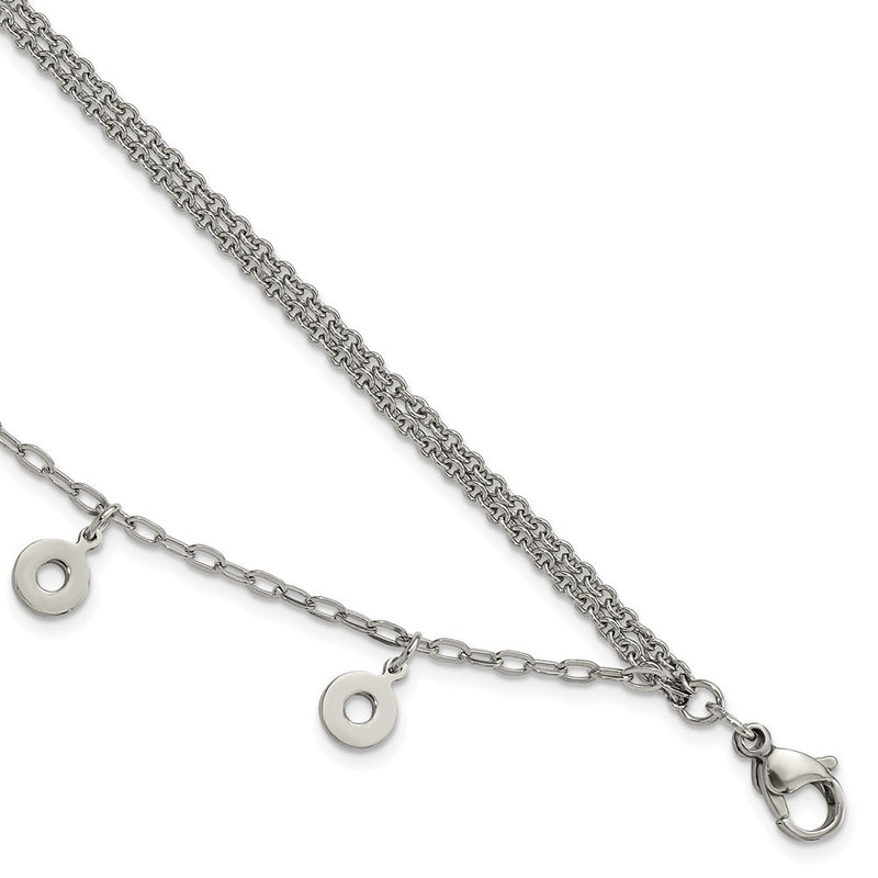7.25 Inch Stainless Steel Polished Multi-Strand Circles Bracelet