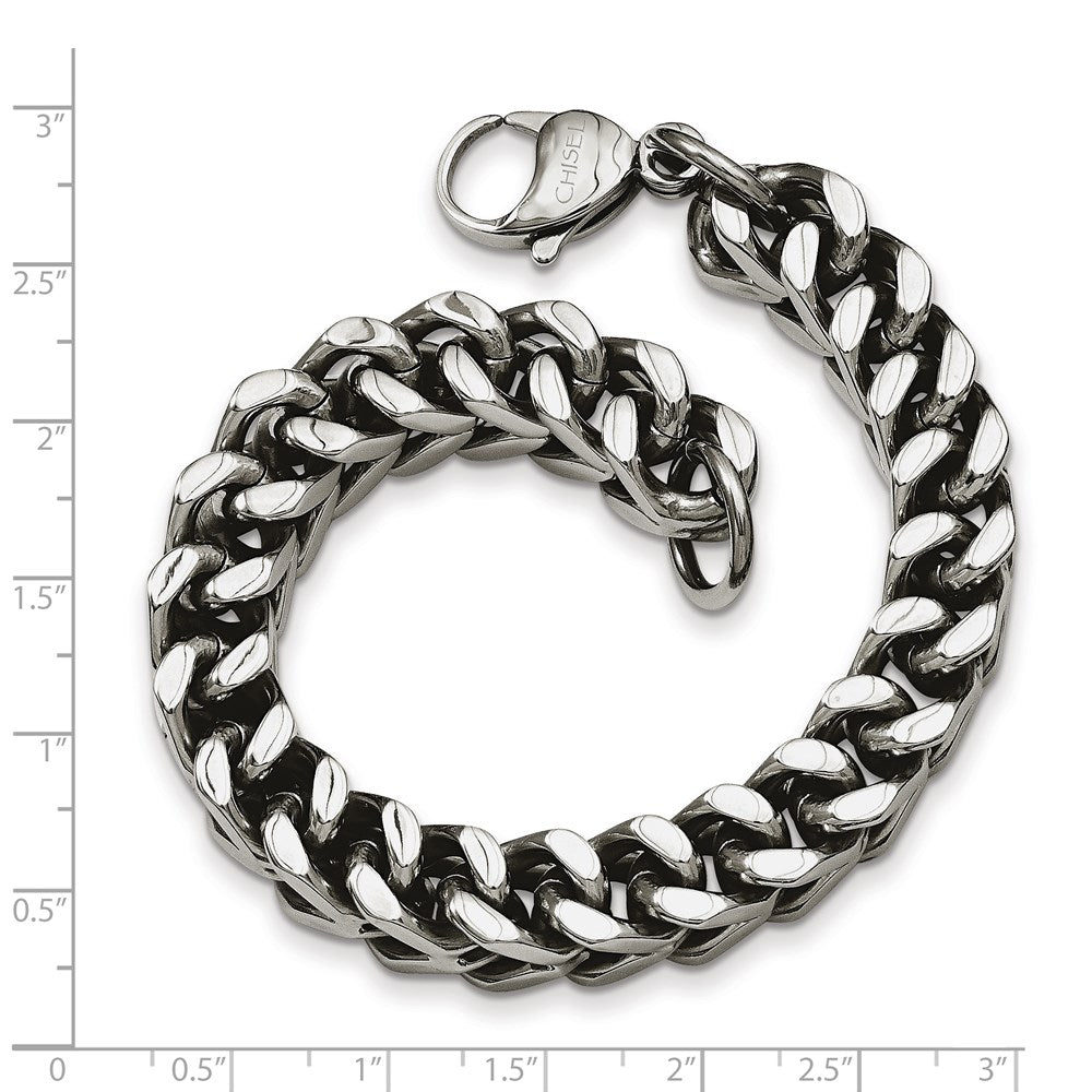 Stainless Steel Chisel Polished Heavy Wheat Chain Bracelet