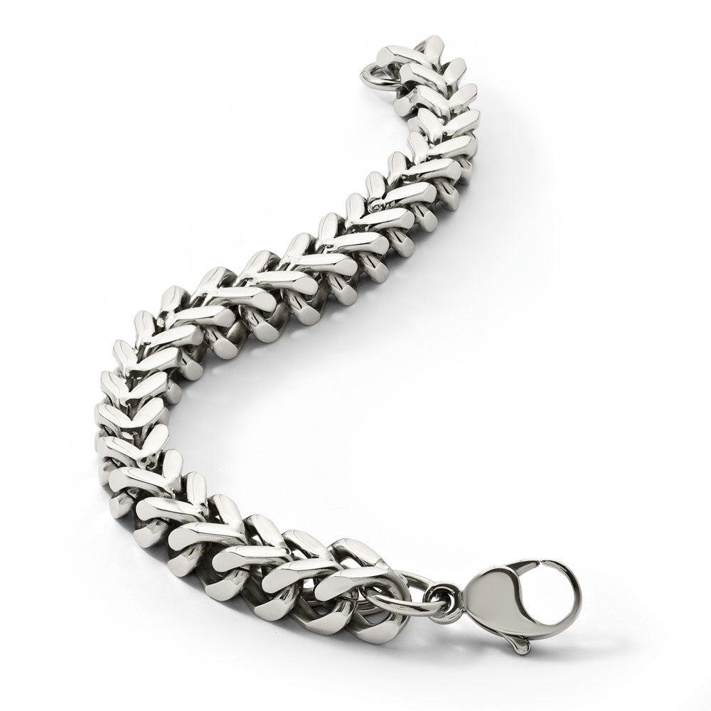 Stainless Steel Chisel Polished Heavy Wheat Chain Bracelet
