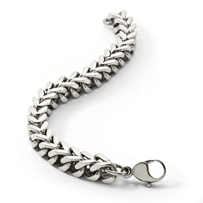 Stainless Steel Chisel Polished Heavy Wheat Chain Bracelet
