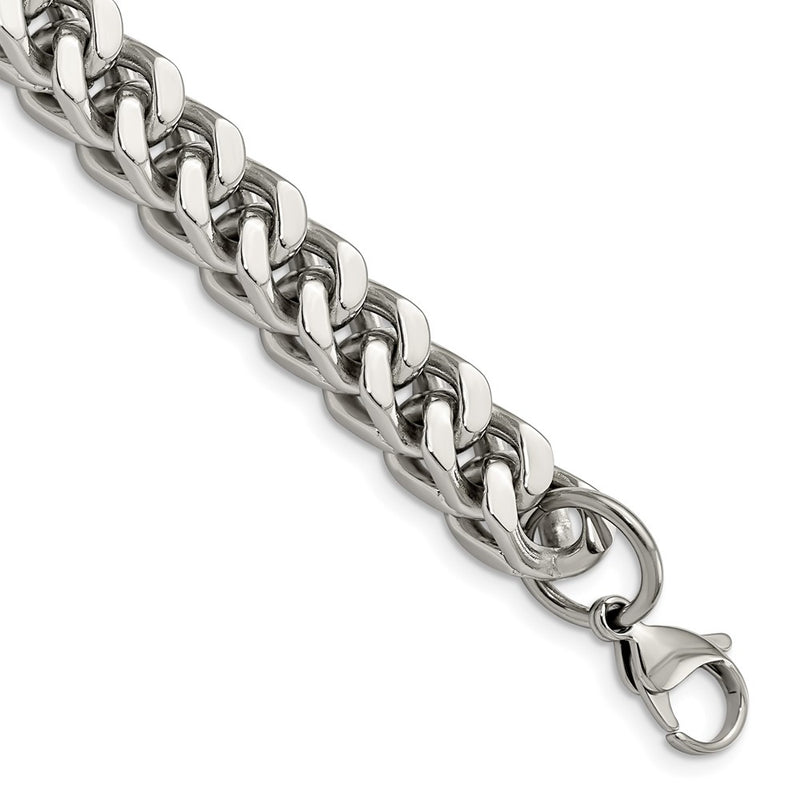 Stainless Steel Chisel Polished Heavy Wheat Chain Bracelet