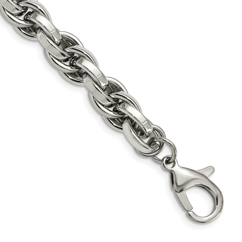 Stainless Steel Chisel Polished 8.5 Inch Oval Link Bracelet