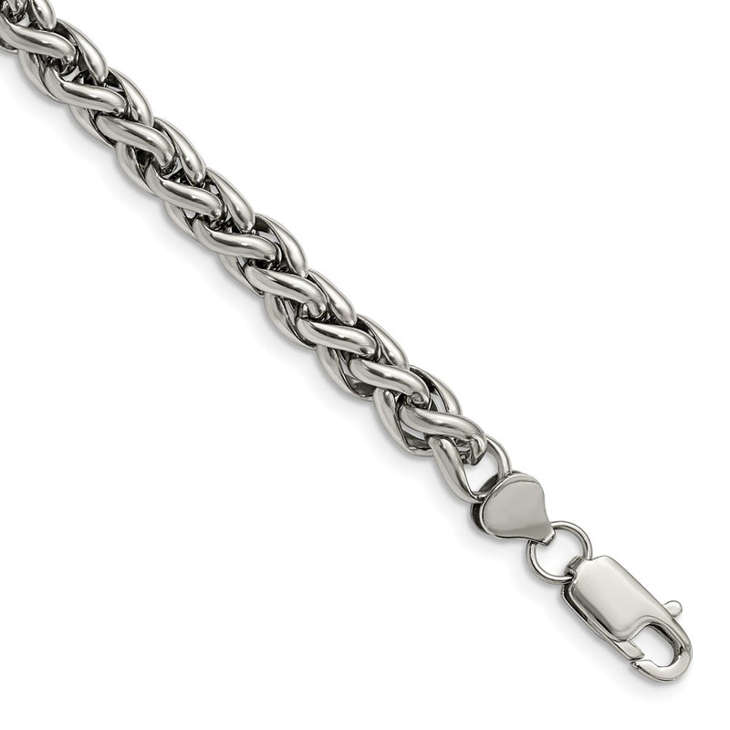 Stainless Steel Chisel Polished Spiga Chain Bracelet
