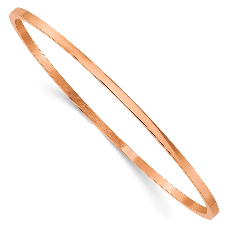 Stainless Steel Chisel Polished Rose Ip-Plated 2mm Bangle