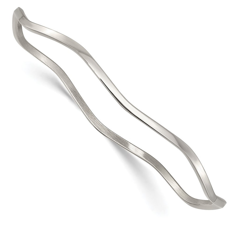 Stainless Steel Chisel Polished Scalloped Bangle