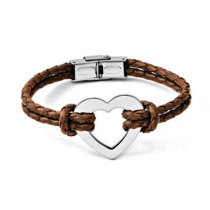 stainless-steel-chisel-polished-heart-brown-braided-leather-7-5-inch-bracelet