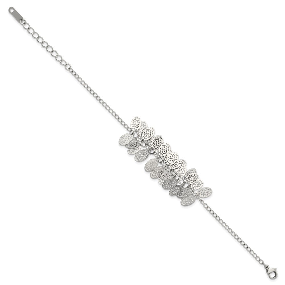 8.5 Inch Stainless Steel Oval Dangles W/1.5 Ext Bracelet