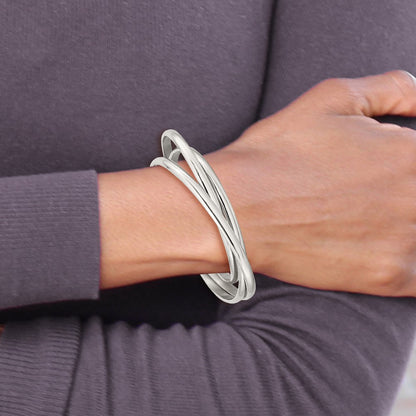 Stainless Steel Chisel Polished 3 Piece Set Of Intertwined Bangles