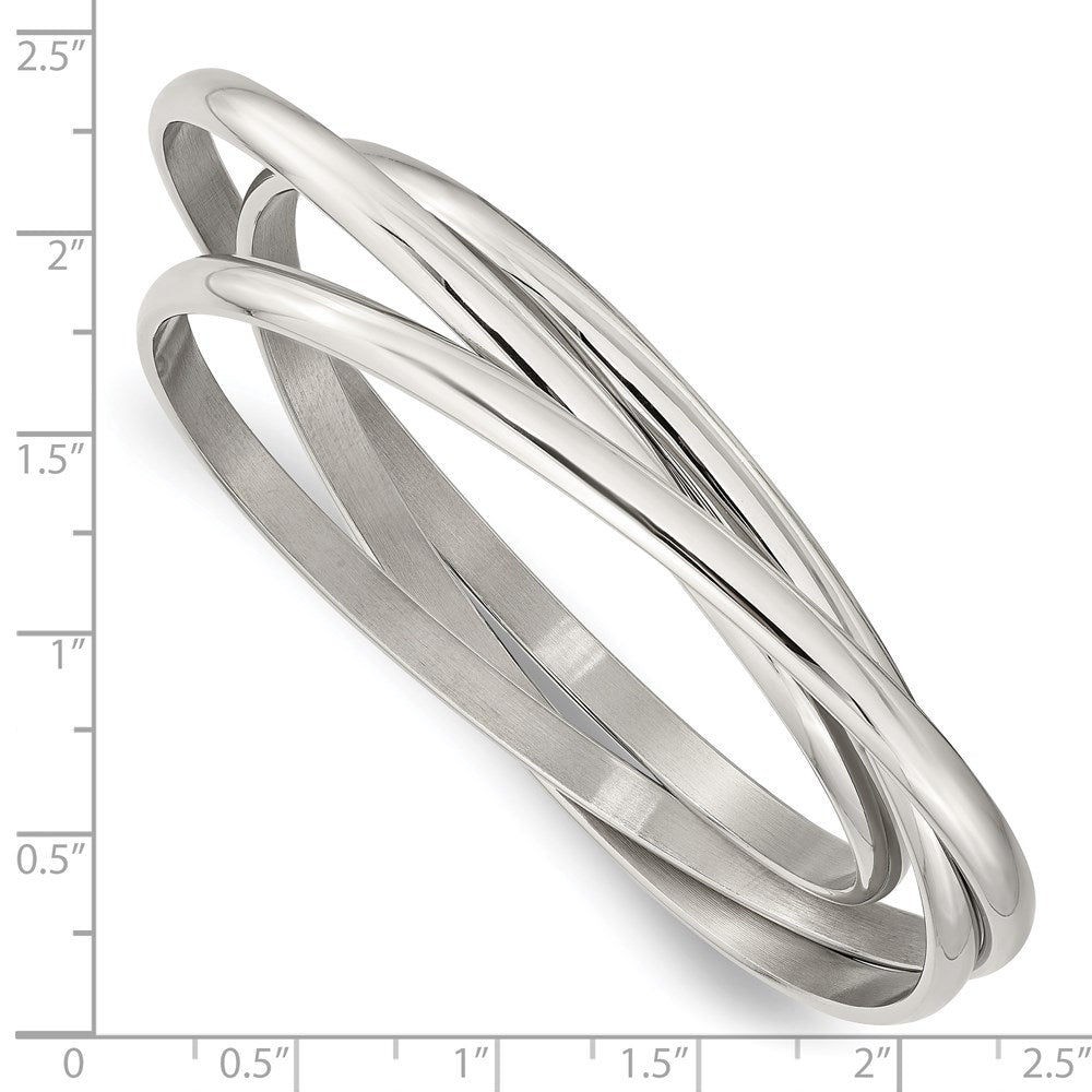 Stainless Steel Chisel Polished 3 Piece Set Of Intertwined Bangles