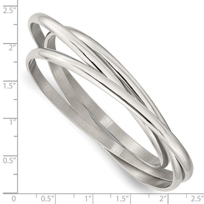 Stainless Steel Chisel Polished 3 Piece Set Of Intertwined Bangles