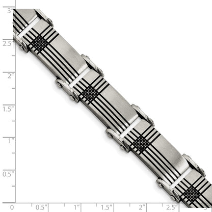 Stainless Steel Chisel Brushed And Polished Black Ip-Plated With 1/2 Carat Diamond 8.5 Inch Bracelet