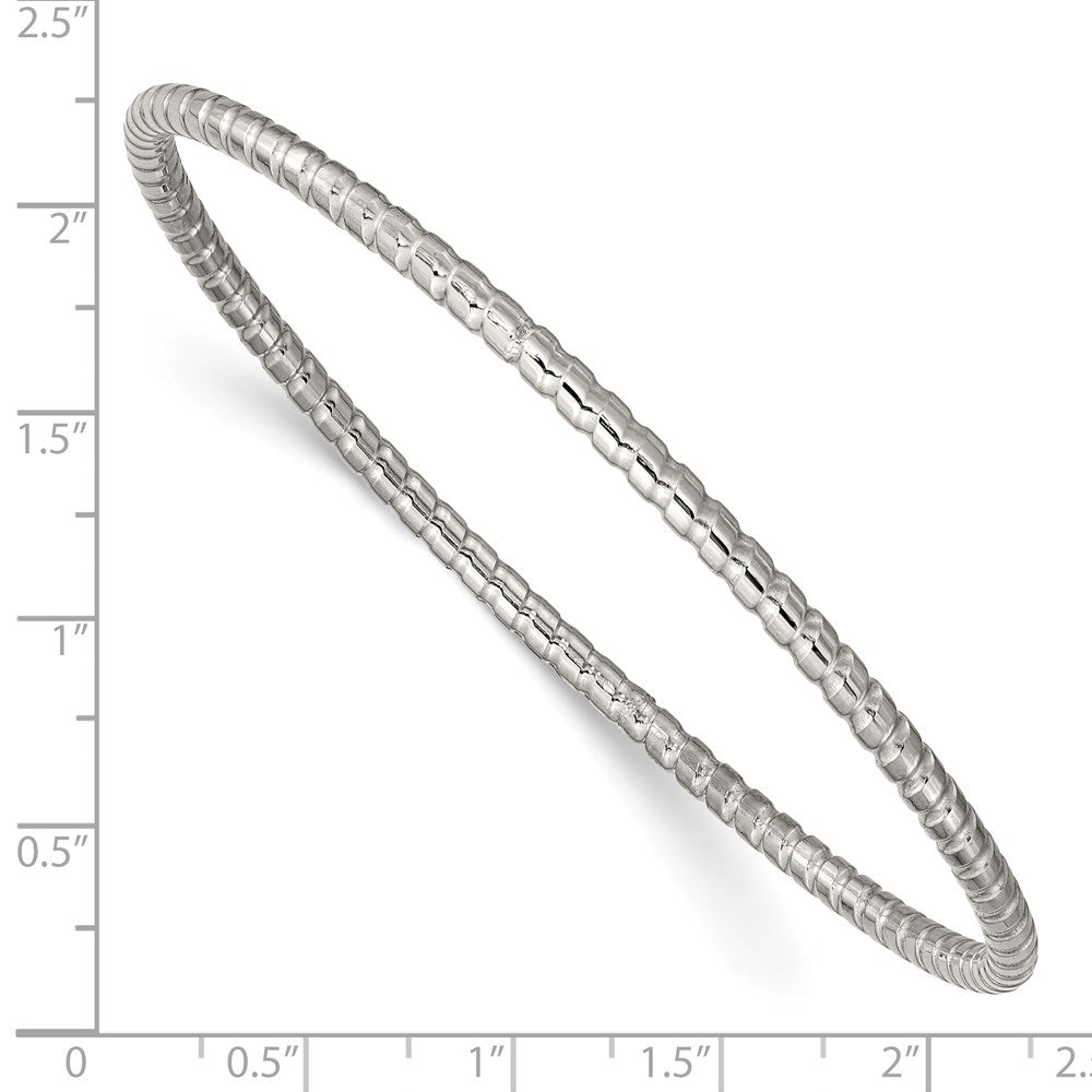 Stainless Steel Chisel Polished And Textured 3mm Bangle