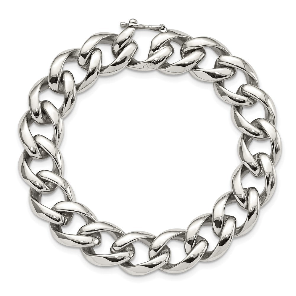 Stainless Steel Chisel Polished Curb Link Chain Bracelet