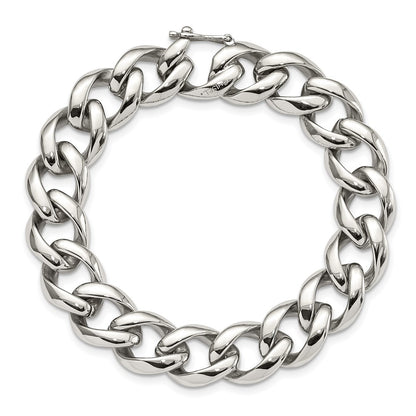 Stainless Steel Chisel Polished Curb Link Chain Bracelet