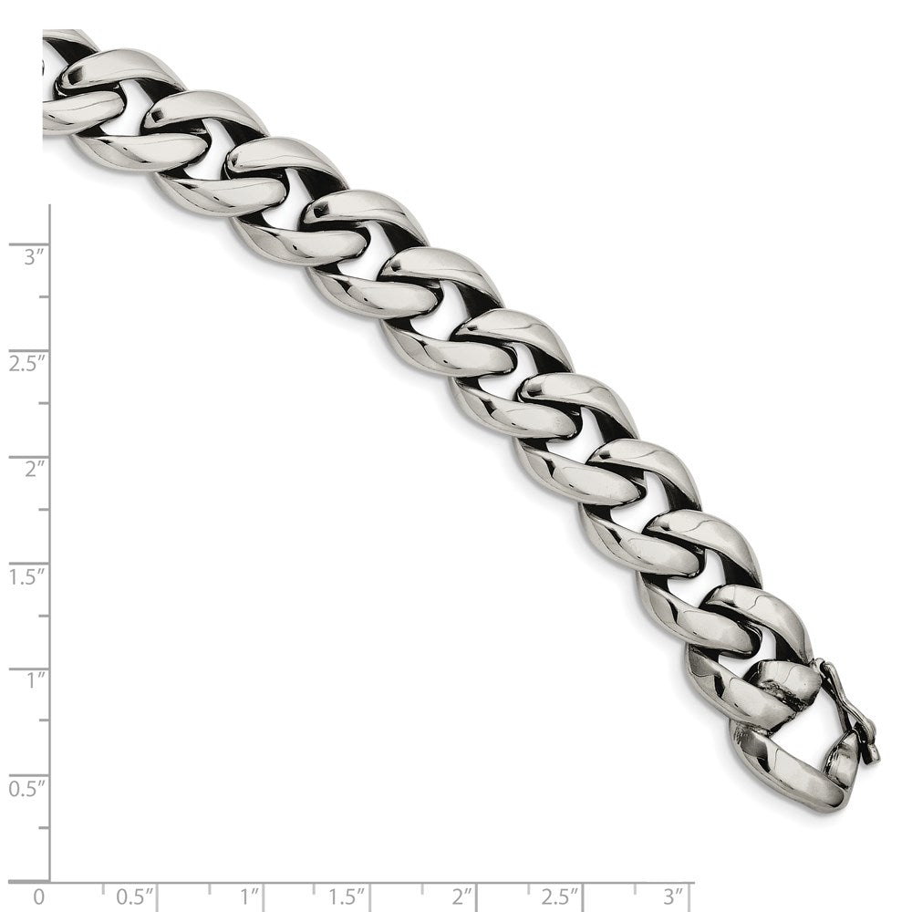 Stainless Steel Chisel Polished Curb Link Chain Bracelet