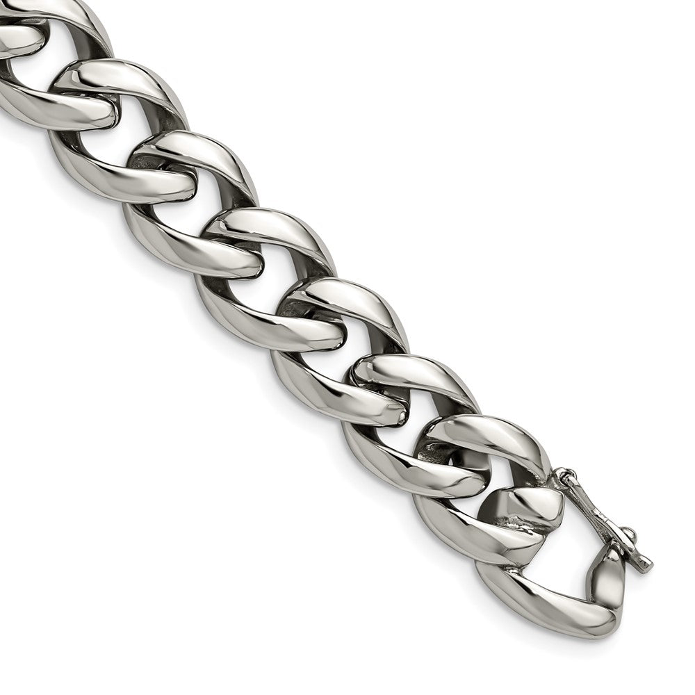Stainless Steel Chisel Polished Curb Link Chain Bracelet