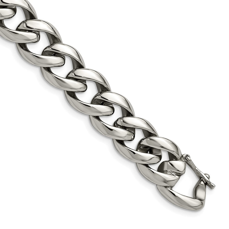 Stainless Steel Chisel Polished Curb Link Chain Bracelet