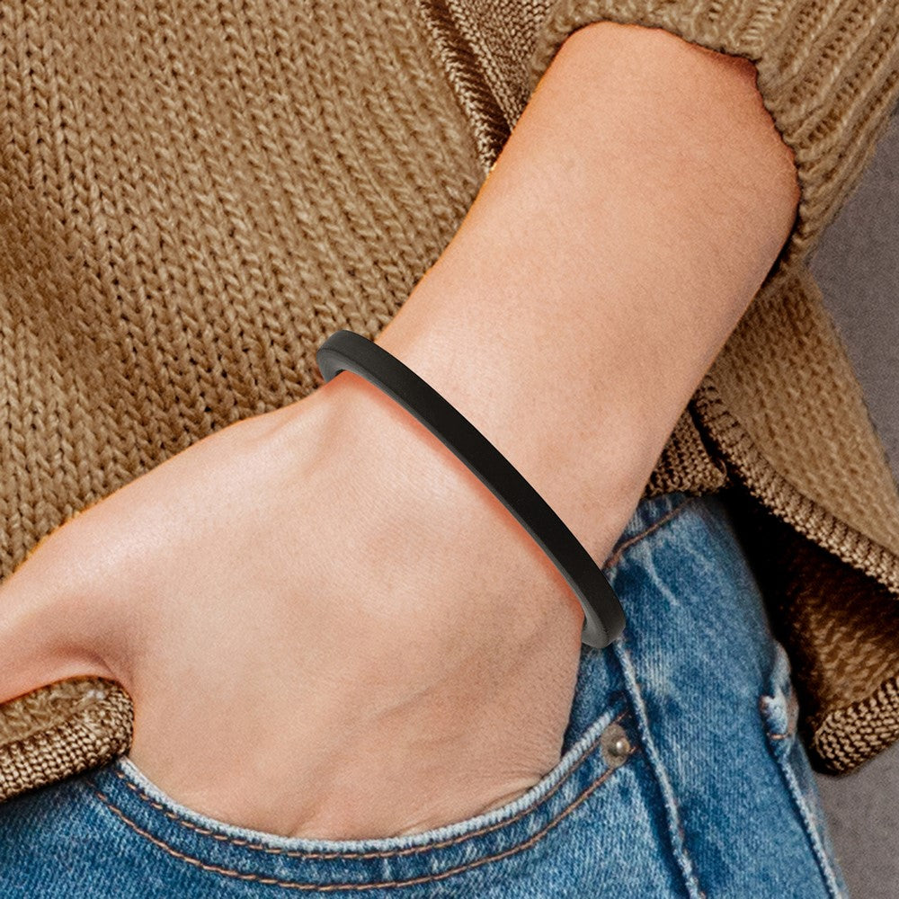 Stainless Steel Chisel Polished Black Rubber 8.5 Inch Bracelet