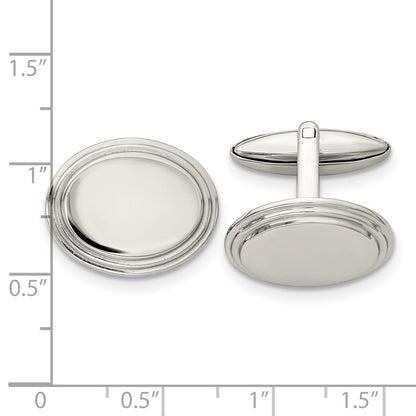Stainless Steel Chisel Polished Oval Cufflinks