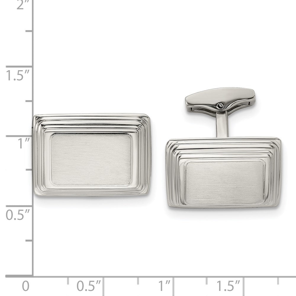 Stainless Steel Chisel Brushed And Polished Rectangle Cufflinks