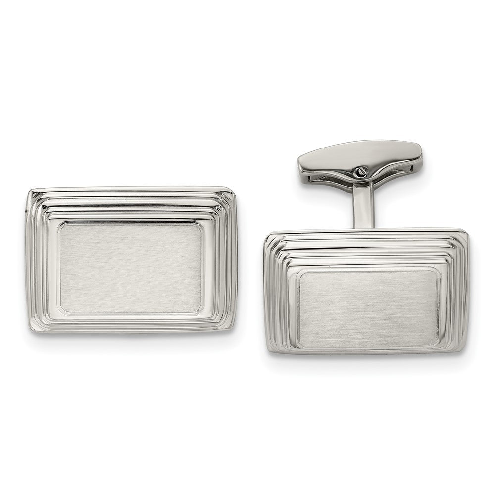Stainless Steel Chisel Brushed And Polished Rectangle Cufflinks