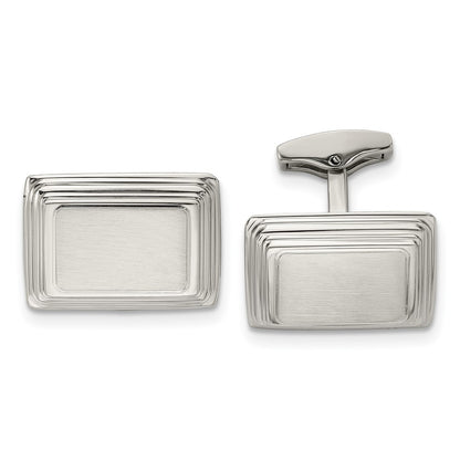 Stainless Steel Chisel Brushed And Polished Rectangle Cufflinks