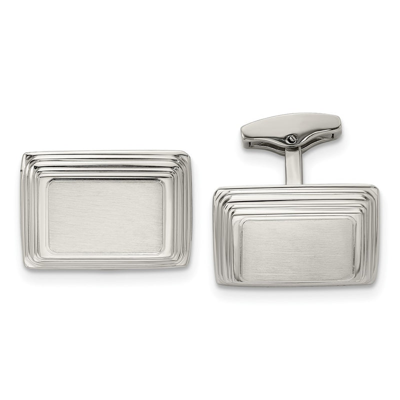 Stainless Steel Chisel Brushed And Polished Rectangle Cufflinks