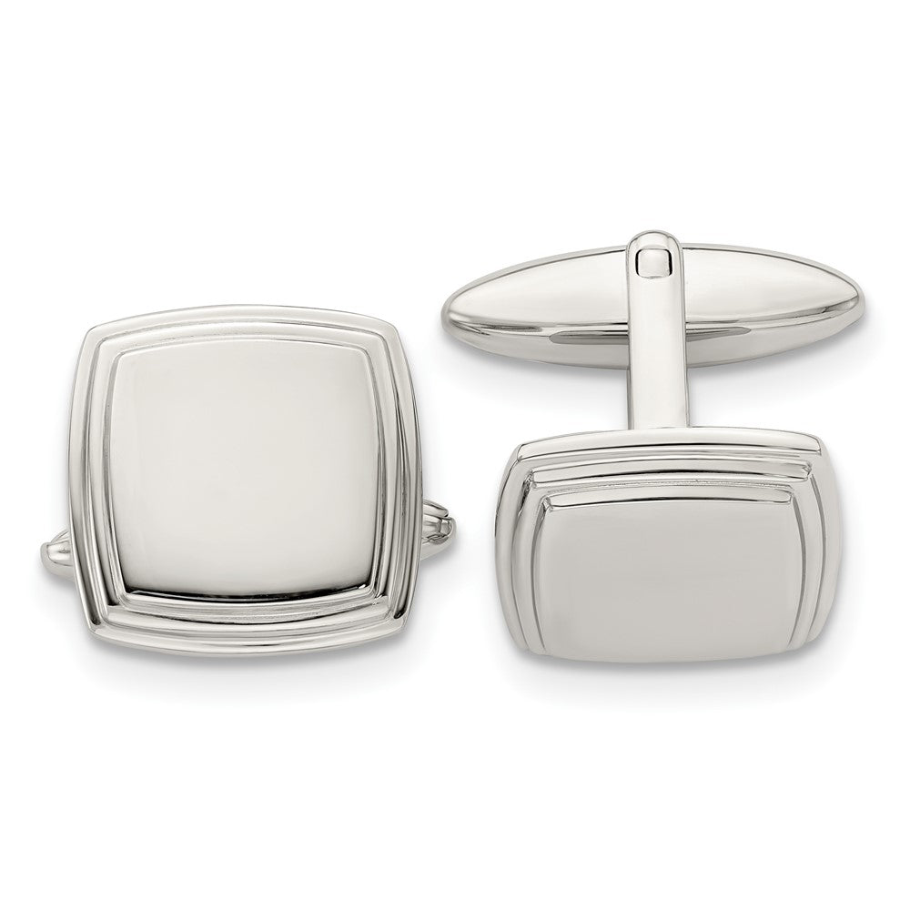 Stainless Steel Chisel Polished Square Cufflinks