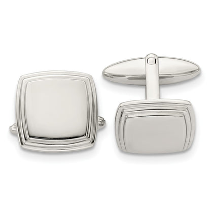 Stainless Steel Chisel Polished Square Cufflinks