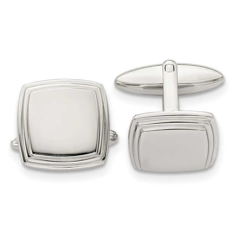 Stainless Steel Chisel Polished Square Cufflinks