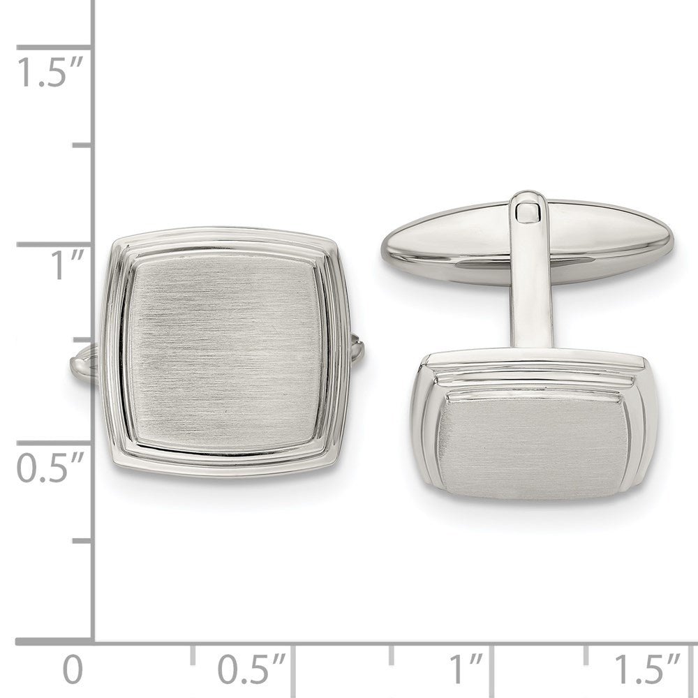 Stainless Steel Chisel Brushed And Polished Square Cufflinks