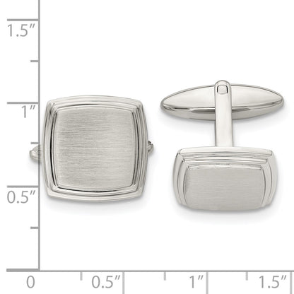 Stainless Steel Chisel Brushed And Polished Square Cufflinks