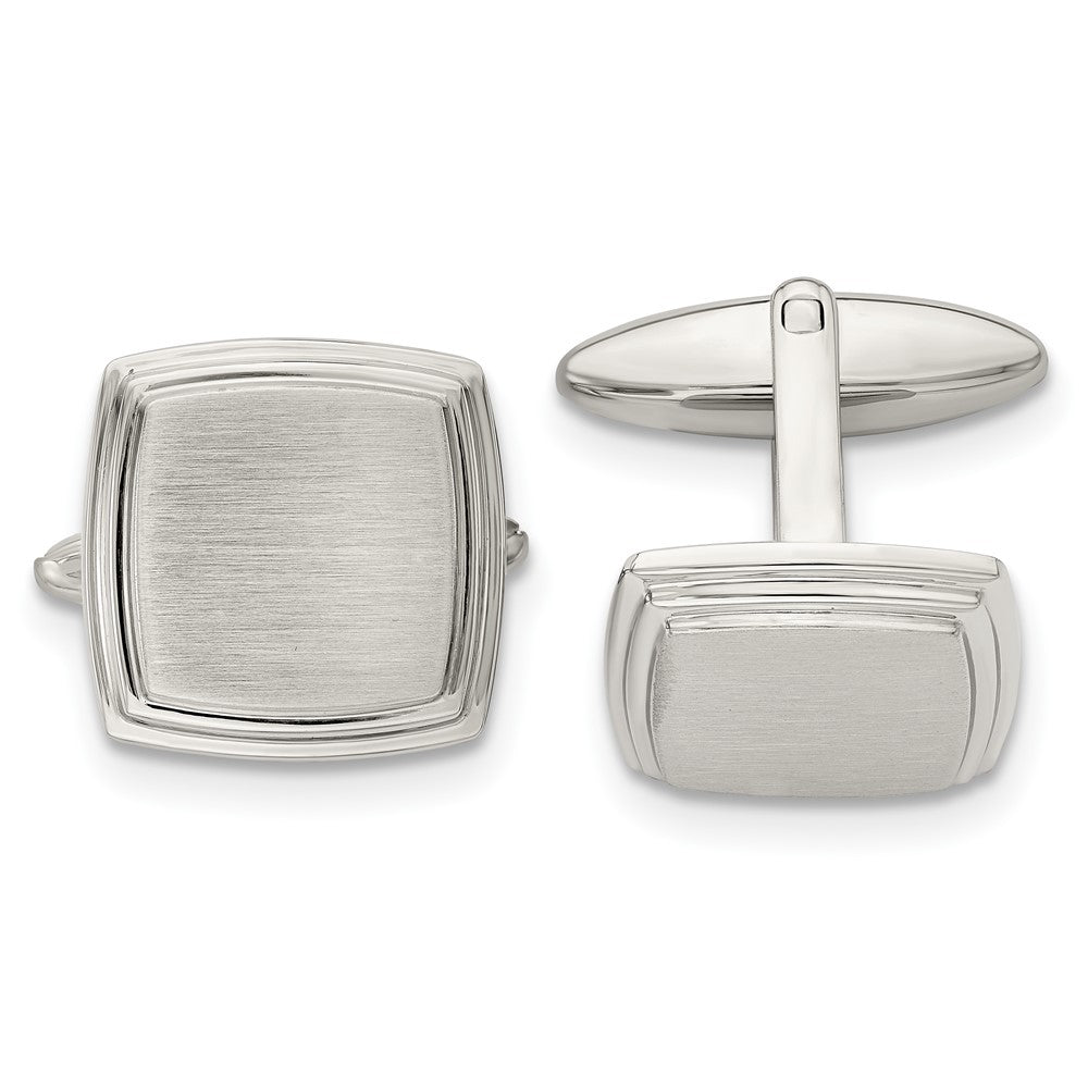 Stainless Steel Chisel Brushed And Polished Square Cufflinks
