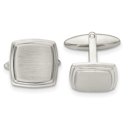 Stainless Steel Chisel Brushed And Polished Square Cufflinks